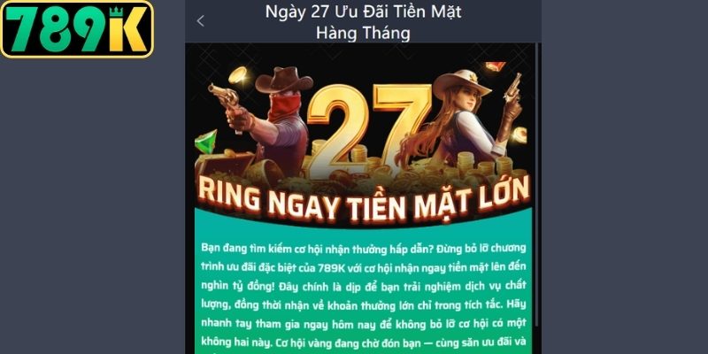 Sự kiện Jackpot ngày 27 hàng tháng