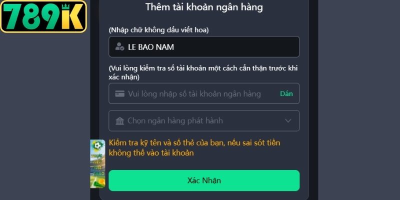 Tài khoản ngân hàng chính chủ